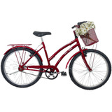 Bicicleta Cissa 24 Retrô Vintage Feminina Passeio Vermelho