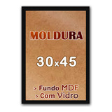 Kit 5 Molduras Quadros 30x45 Com Vidro Moldura Laqueada Cor Preto