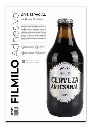 Filmilo Art-jet Adhesivo Gris Espacial A4 20 Hojas