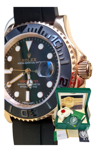 Relógio Rolex Yach-master Preto Rose Bor Base Eta 2840 Caixa