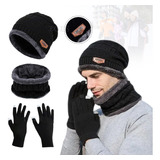 3 En 1 Gorro Bufanda Guantes Cuello Unisex Invierno Frío