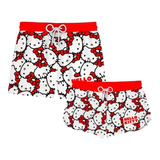 Kit Casal Short Praia Hello Kitty Gatinha Animação Ref0222