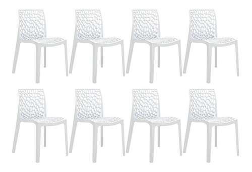 8 Cadeiras Gruvyer Cozinha Jantar Alto Brilho Higlopp  Cor Da Estrutura Da Cadeira Branco