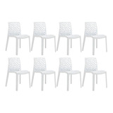 8 Cadeiras Gruvyer Cozinha Jantar Alto Brilho Higlopp  Cor Da Estrutura Da Cadeira Branco