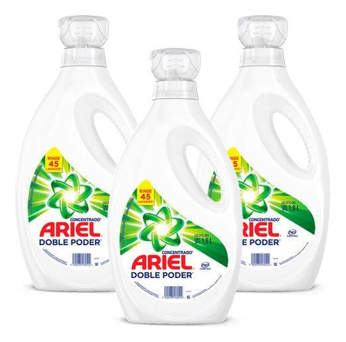 Ariel Power Liquid Detergente Liquido Concentrado 3 X 1,8 L