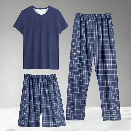 Conjunto De Pijama De Tres Piezas Para Hombre, Cómodo Y Suav