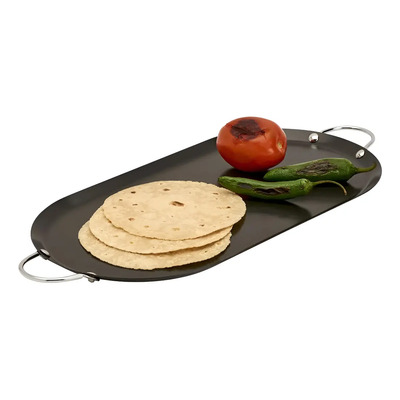 Comal Ovalado Placa de Acero 43 cm Negro 2 Piezas F Tortillas y Carne | Envío gratis