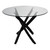 Mesa De Comedor Infinity Negra Vidrio 1.20 M Redonda