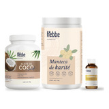Kit Hidrata Karite 1kg + Vitamina E 50g +a De Coco 1kg Hebbe