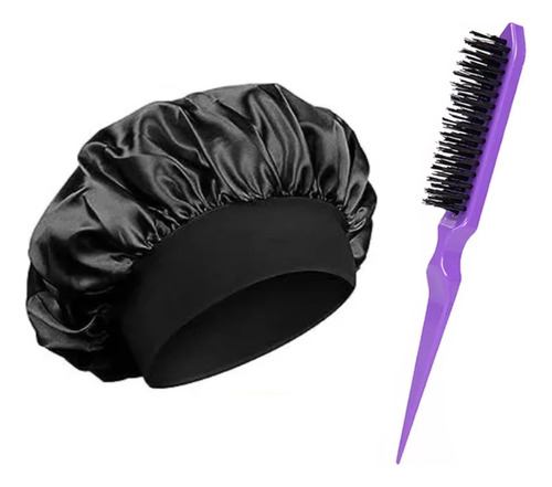 Set Gorro De Seda + Cepillo Pulidor Cabello Peinado Antifriz