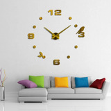Reloj De Pared 3d Tamaño Grande 100 X 100 Cm  Color Dorado