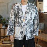 Camisa Tipo Kimono M-5xl Plus Para Hombre  Ropa De Calle  Ca