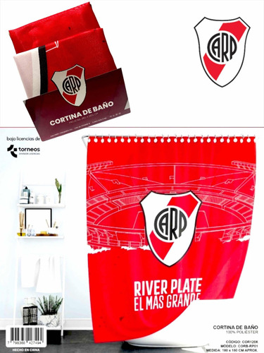 Cortina De Baño Boca Juniors River Plate Oficiales De Teflon