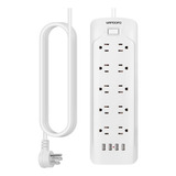 Enchufe Inteligente Marca Wandofo /10 Tomas/4 Usb/blanco