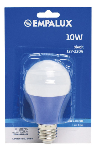 Lâmpada Led 10w Bivolt Luz Azul E27 Empalux 110v/220v