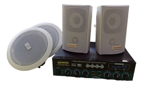 Amplificador Sonido Ambiental Más 2 Parlantes Y 2 Bafles