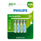 4 Pilhas Recarregaveis Aaa Philips