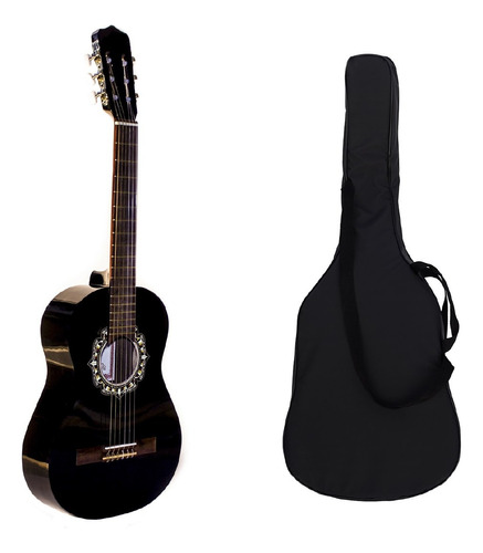 Guitarra Clasica Mediana 3/4 Fonseca 15 Negra Con Funda