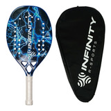 Raquete Beach Tennis Fibra Carbon Profissional Azul + Bolsa