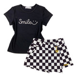 Conjunto Infantil Juvenil Menina Short Saia E Blusinha