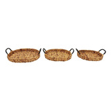 Bandeja Para Servir Rattan Agarradera Set X3 U. M1- Sheshu/