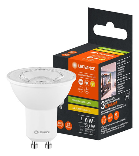 Lampada Led Dicroica Par16 Irc80 6w 2700k 525lm Ledvance Cor Da Luz Branco-quente 110v/220v