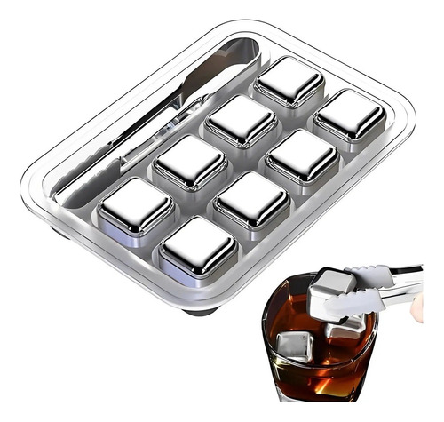 Kit 8 Cubo De Gelo Artificial Em Aço Inox