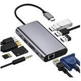 Adaptador 10 En 1 Usb C Docking Station 1 Hdmi 4k 1 Vga 1080