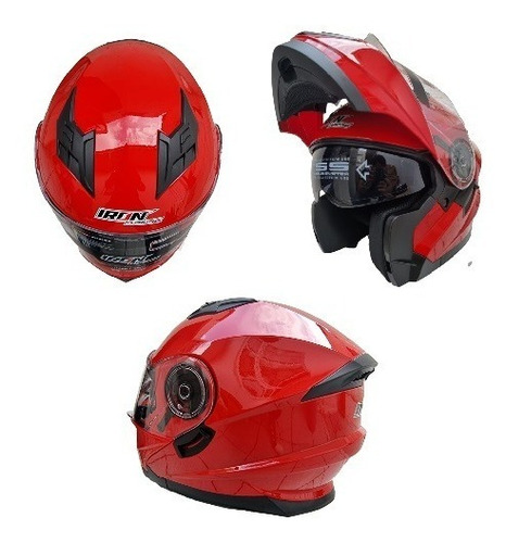 Casco Abatible Rojo Dot Gafas Sol Certificado Motociclista