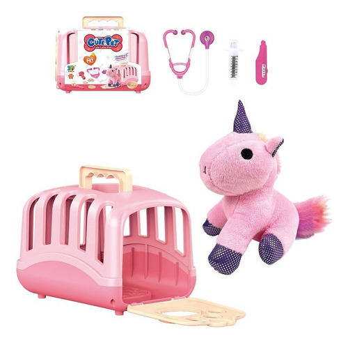 Mascota Peluche Unicornio Con Jaula Cute Pet Veterinaria