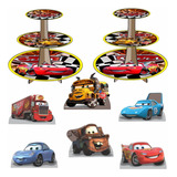 Kit Festa Carros Kit Com 2 Baleiros + 6 Totens De Mesa