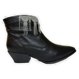 Bota Feminina Couro Western Orcade Com Franja Strass 