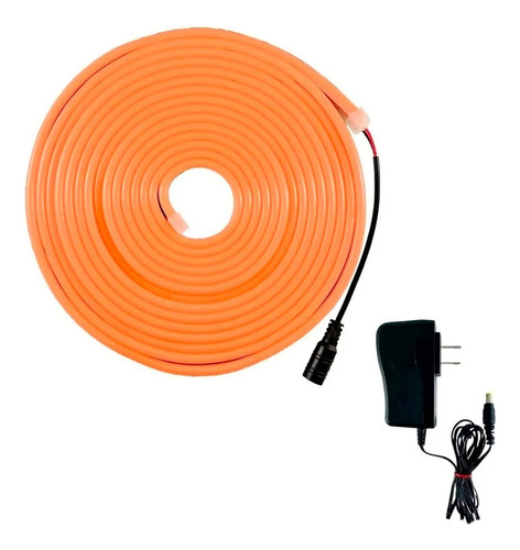 10 Pz Tira Neon 5m 12v Con Adaptador A Corriente Elige Color Luz Naranja