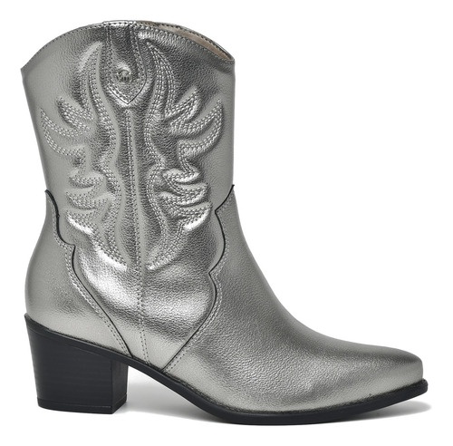 Bota Via Marte Texana Western Prata Velho - Feminino