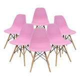 Paquete De 6 Sillas Eames Modernas Elegantes Color Rosa