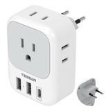 Adaptador De Corriente Tipo C, 4 Tomacorrientes Y Cargador D