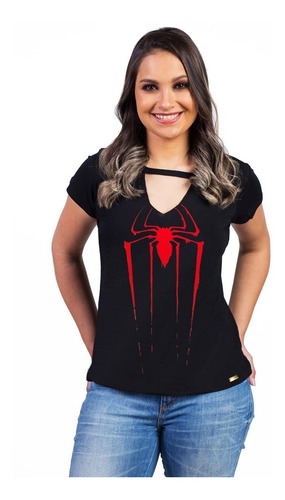 T-shirt Feminina Aranha Desenho Filme Spider Viscolycra 