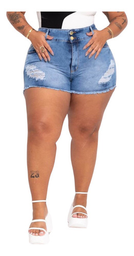 Shorts Jeans Plus Size Modelador Empina Bumbum Skarlleth