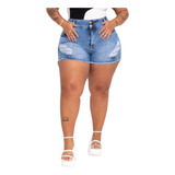 Shorts Jeans Plus Size Modelador Empina Bumbum Skarlleth