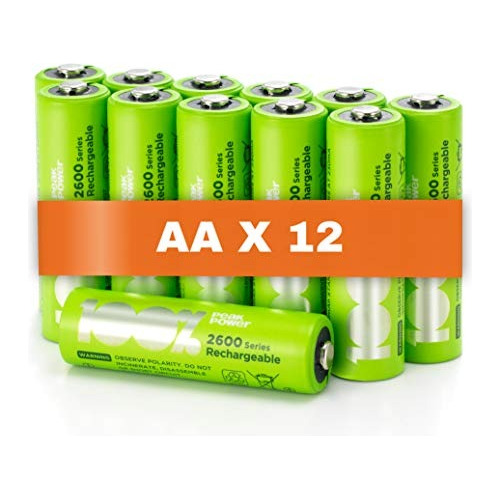 Pilas Aa Recargables 100%peakpower Paquete De 12 Baterías Aa