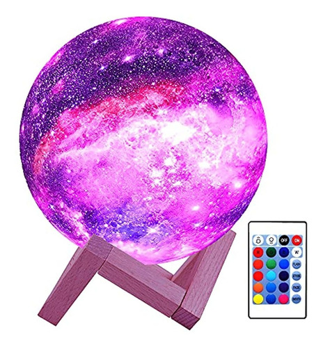 Lámpara Led Infantil 3d Luna Galaxy 16 Colore Táctil