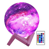 Lámpara Led Infantil 3d Luna Galaxy 16 Colore Táctil