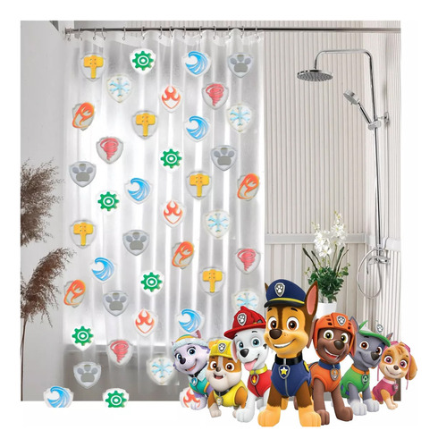 Cortina Baño Infantil Escudos Patrulla Canina Ducha Patrol