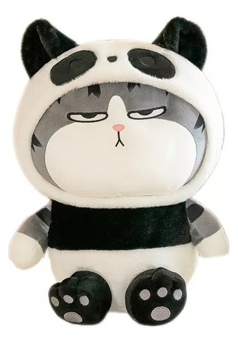 Peluche Gato Enojado Con Disfraz De Panda Ultra Suave Kawaii