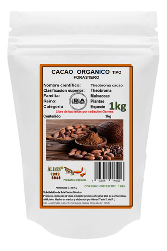 Cacao 1 Kg En Polvo Orgánico Importación