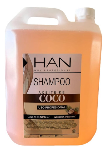 Shampoo Han Aceite De Coco Hidronutritivo Anti Frizz X 5 Lts