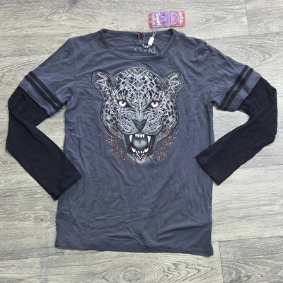 Playera Ay Guey Niño Pantera Con Piedras Talla 10 Años Negro Pantera 10 Años Lisa
