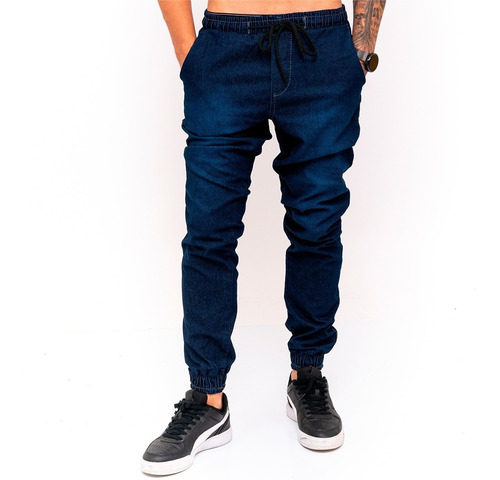 Calças Jeans Camuflada Masculina Jogger Com Punho Elastico