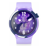 Reloj Swatch Look Right Thru Violet De Silicona Sb05v101 Ss Color De La Malla Violeta Color Del Bisel Violeta Color Del Fondo Violeta
