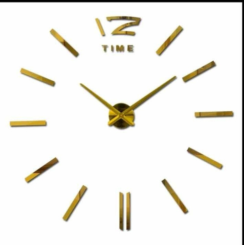Reloj De Pared 3d Palos Y 12 Dorado Tamaño Grande 100x100cm